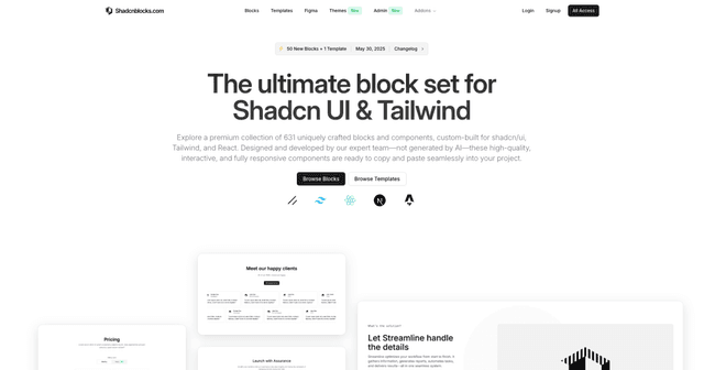 Shadcn Blocks registry preview