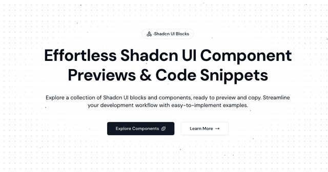 Shadcn UI Blocks registry preview