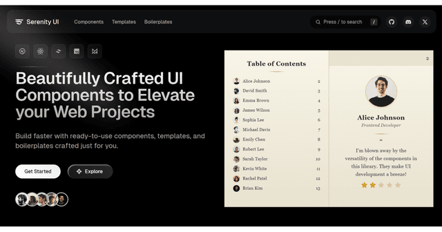 Serenity UI registry preview